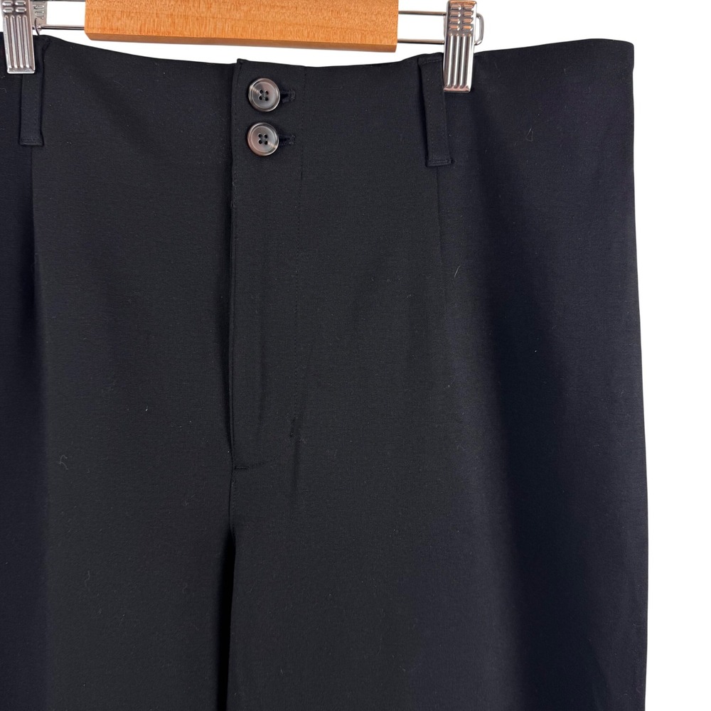Lauren Conrad Wide Leg Pants Women 16 Black High Rise Double Button Stretch‎